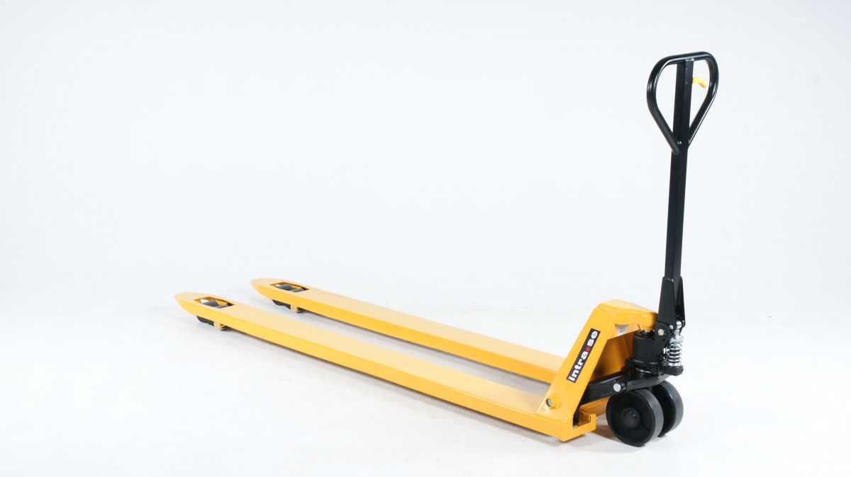 Ilgų šakių rankiniai palečių vežimėliai