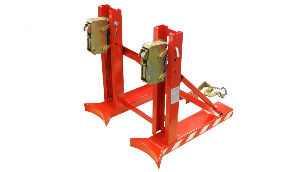 Automatinis 2 statinių griebtuvas šakiniam krautuvui